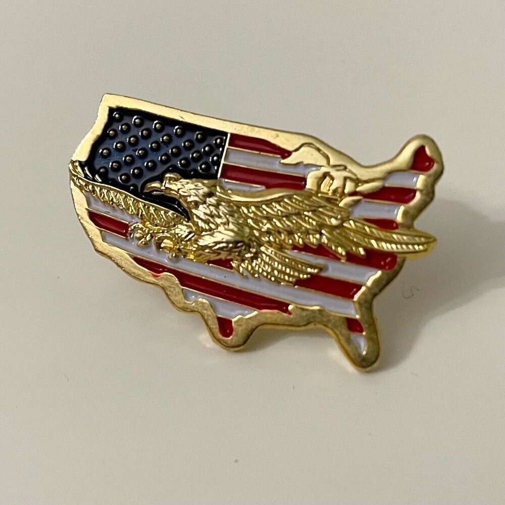 USA United States Map Eagle Lapel Pin